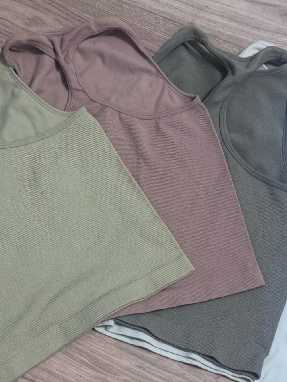 Free People Ribbed Racerback Tanks Lot of 4 green, mauve, gray and powder blue